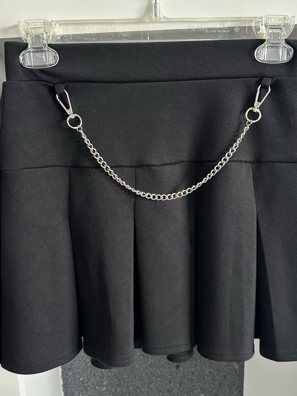 SO Black Skater Mini Skirt with Silver Chain Detail